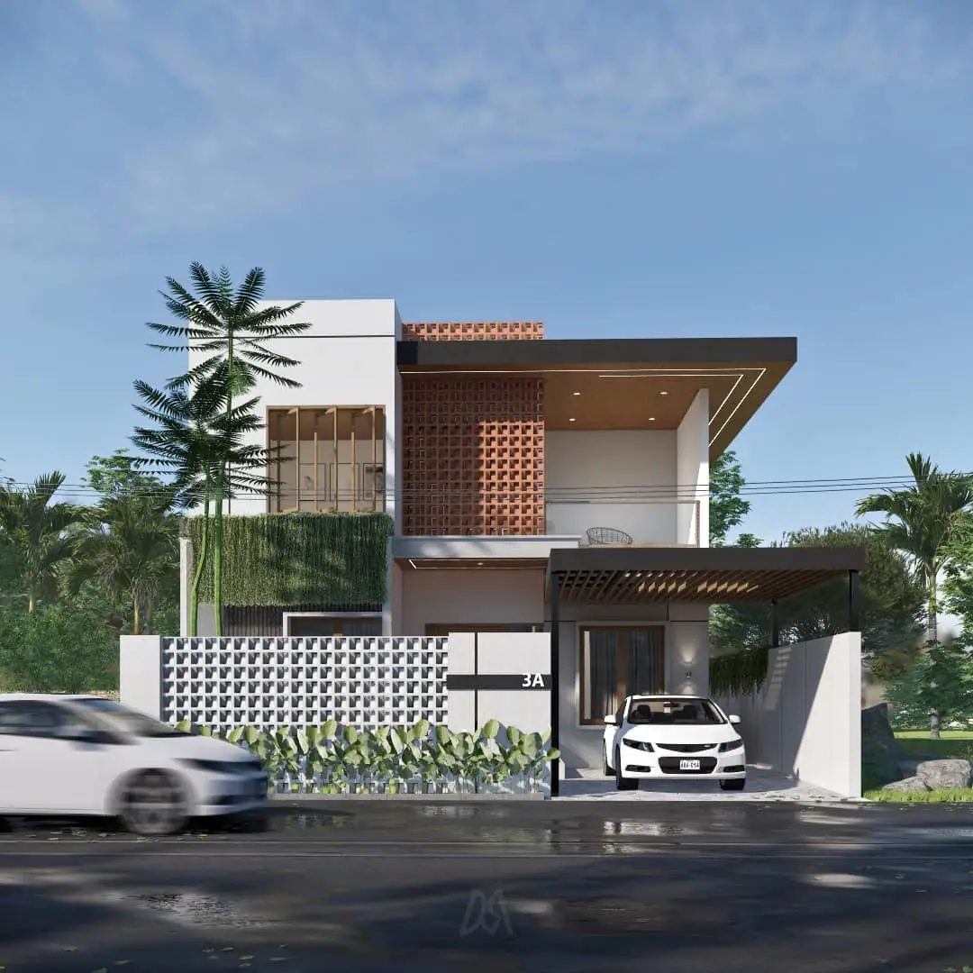 Desain rumah tropis modern dengan konsep loteng terbuka